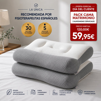 2 x ComfortSleep Original™ - La almohada viscoelástica con reborde frontal. (Incluye fundas Gratis). *(Descansaras mejor o te devolvemos cada euro).