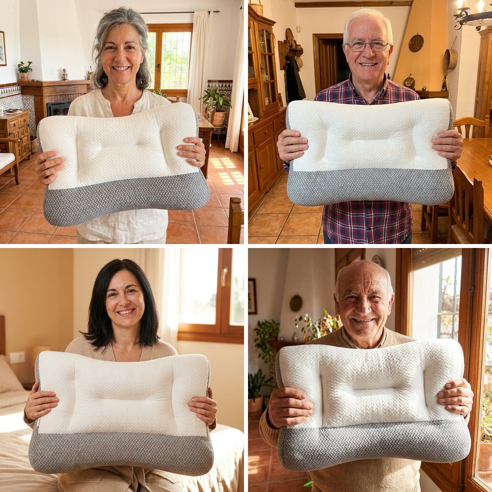 Clientes ComfortSleep enseñando su almohada